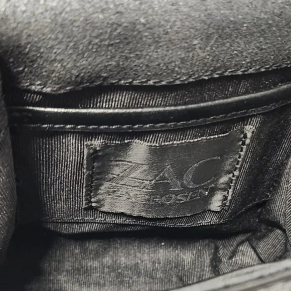 ZAC POSEN Eartha Iconic Mini Top Handle Black Suede Leather Crossbody Bag - Picture 9 of 11